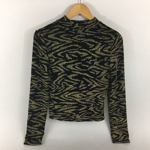 Glitter zebra tiger gold black mock turtleneck!